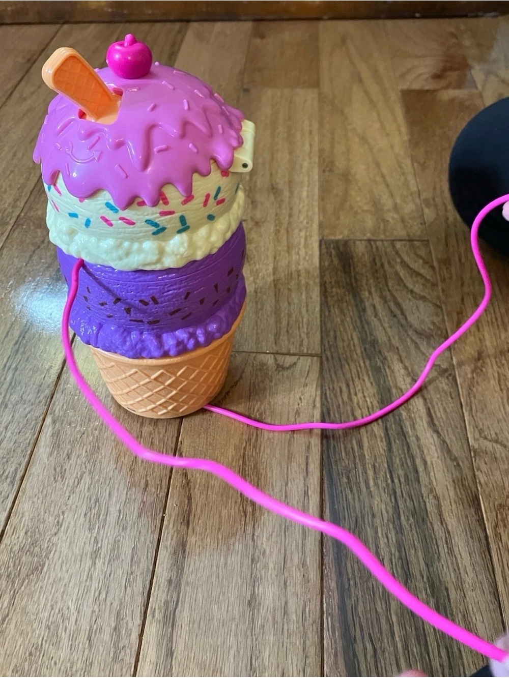 Ice Cream Cone Polly pocket Toy - Pink, Purple, Cream